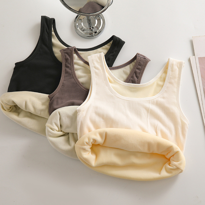fleece-lined thickened camisole women's autumn and winter Korean version of the new slim warm outer wear inner base coat tide wholesale