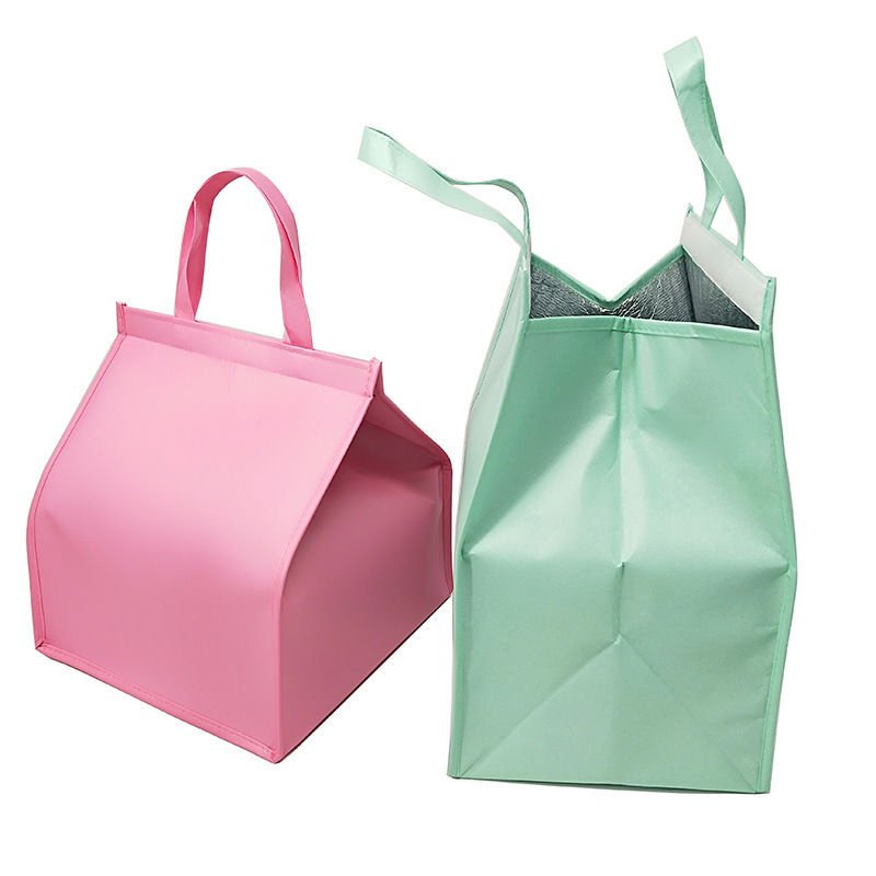 Picture of 6-inch 8-inch cake insulation bag in stock non-woven laser aluminum film insulation bag takeaway ice bag can be printed logo