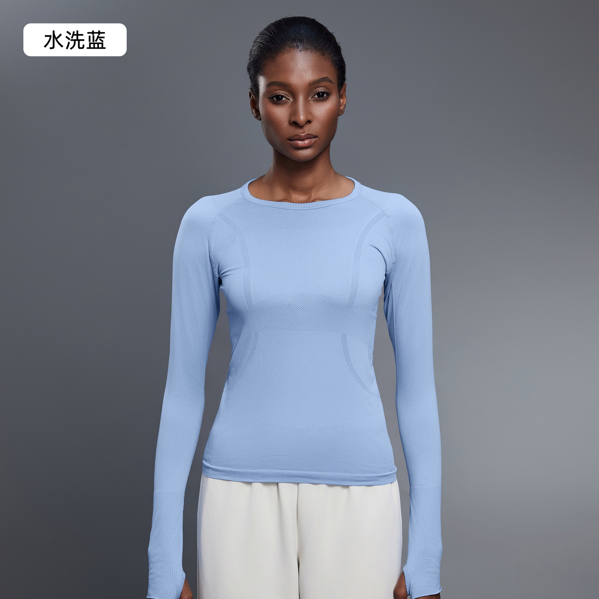 Picture of Cross-Border New Quick-Drying Top Long-Sleeved Women's Sports Running Fitness Breathable Seamless One-Piece Yoga Wear D19083