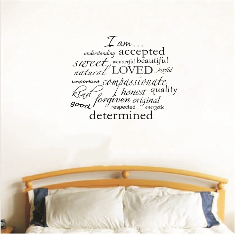 I Am Home Proverbs Wall Stickers Study Living Room Bedroom Tv Background Decoration Cross-Border Removable B588