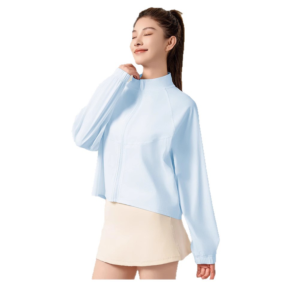 Picture of Summer Cool Original Yarn Hooded Sun Protection Top for Women, Light and Breathable Sports Jacket, Stand Collar, Loose and Cool Sun Protection Clothing