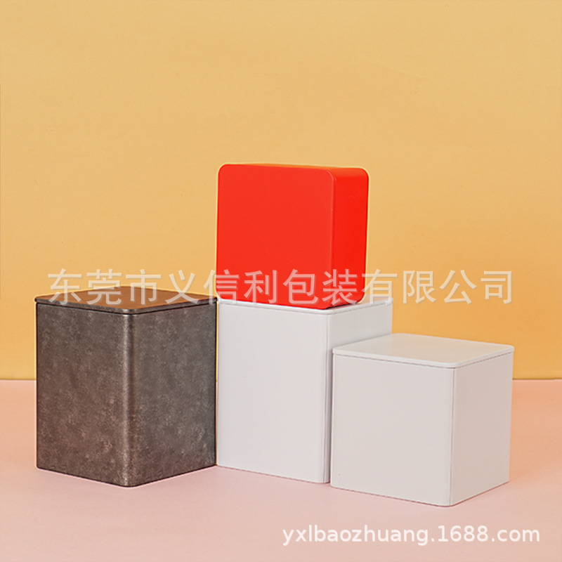 Universal Square Tea Can Iron Box Tinplate Tea Box Black Tea Green Tea White Mouth Silver Needle Tea Can Iron Can