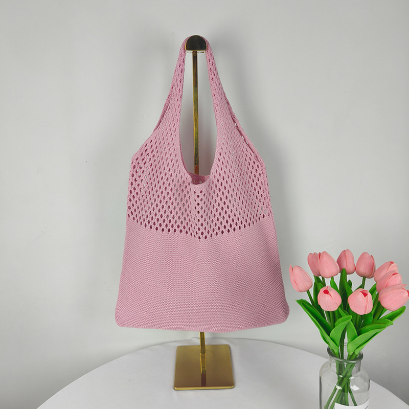 Picture of Cute Knitted Bags 2024 Fashion Hollow Handbags Fashionable and Easiest for Match Shoulder Bags Large Capacity Tote Bags Cross-Border