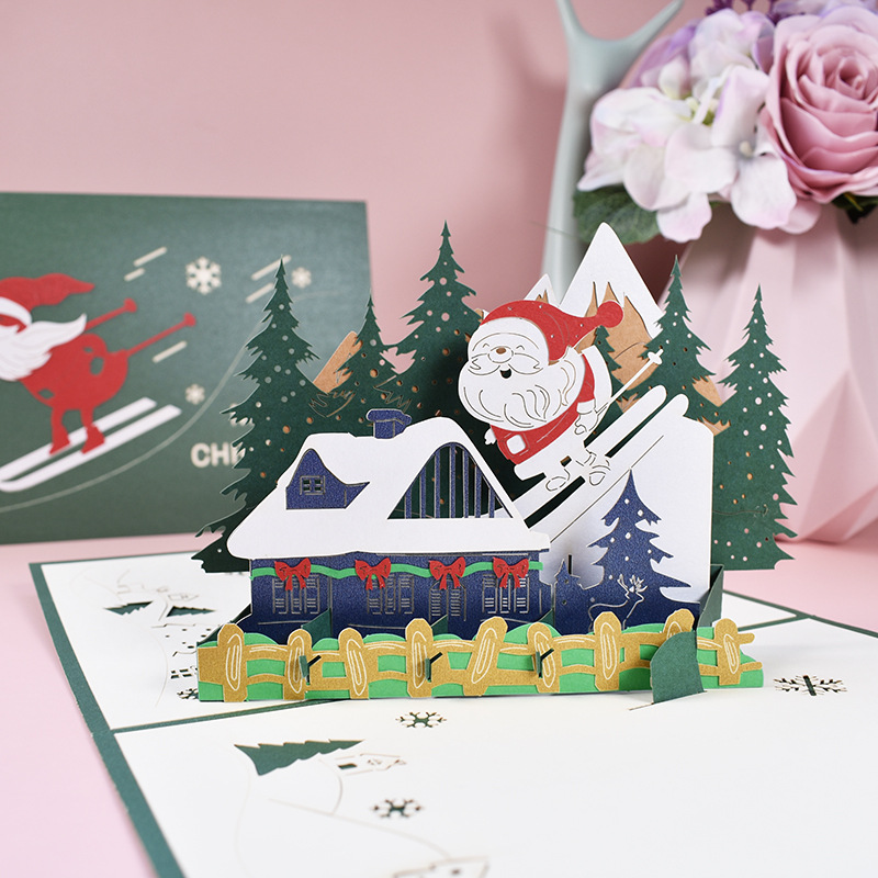 Picture of New Creative Amazon Cross-Border 3D Greeting Card Holiday Greetings Handmade Card Color Printed Christmas Lettering