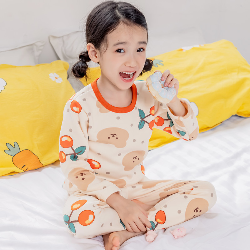 Picture of Children's thermal underwear children's clothing fleece-lined thickened suit boys' autumn clothes long pants girls' winter clothes bottoming two-piece suit fashion