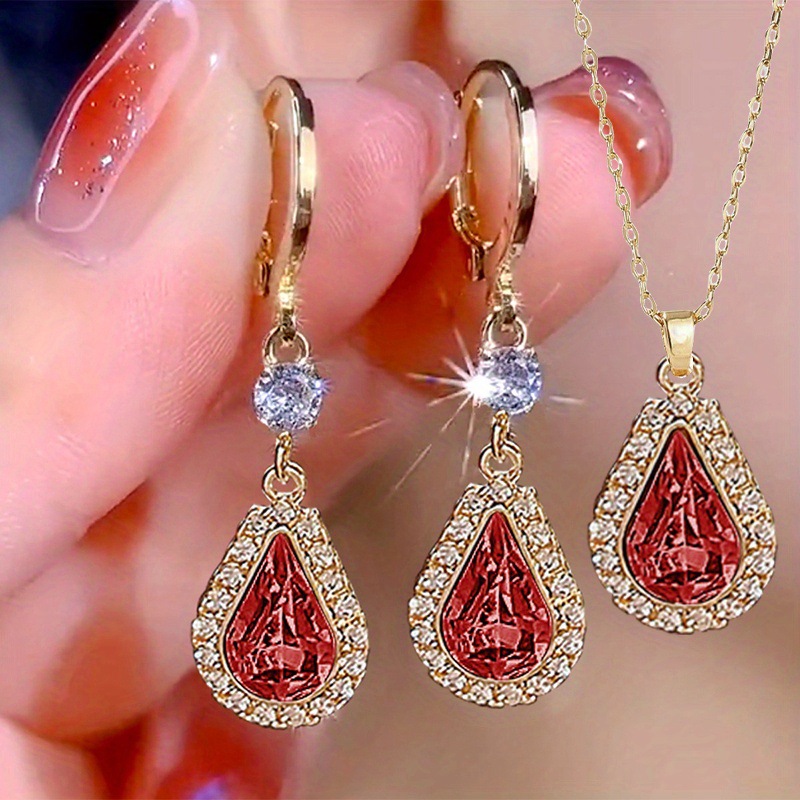 Elegant and fresh luxury simple water drop pendant necklace earrings exquisite fashion versatile personality creative souvenir gift