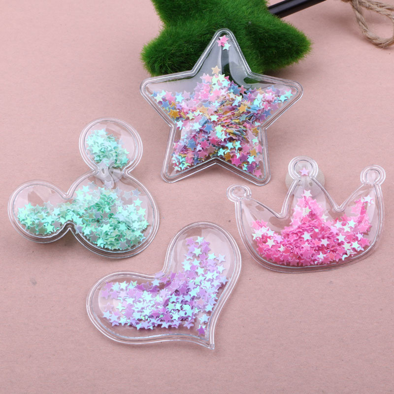 Girl Hairpin Material diy Transparent Love Baby Hairpin Color Sequins Star Crown Side Clip Hairpin Accessories