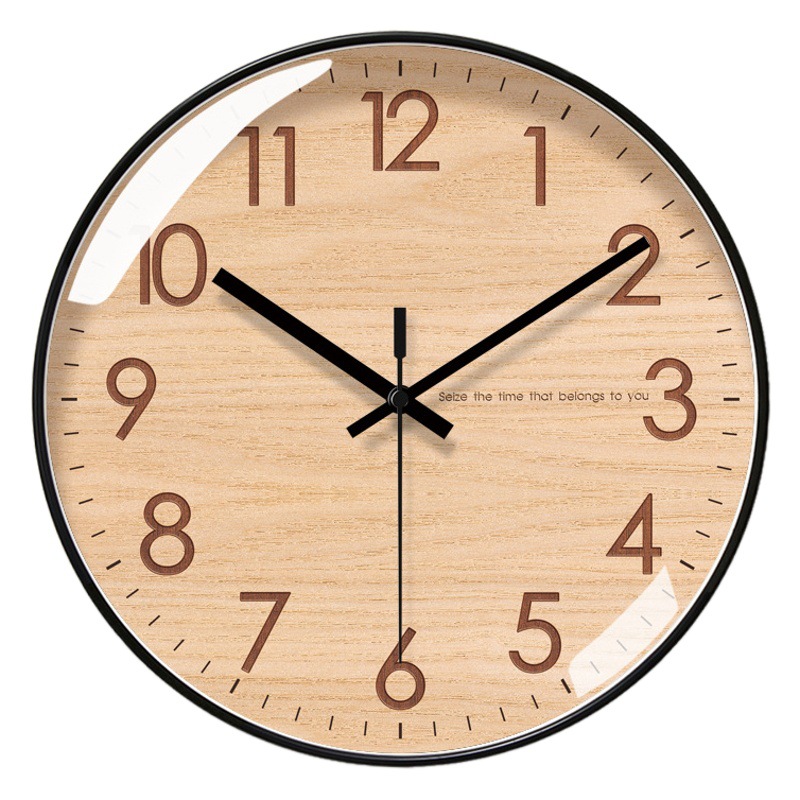 Picture of Yipula 6857 Wooden Texture Wall Clock Living Room Clock Fashion Art Clock Wall Watch Silent Sweep Second Quartz Clock