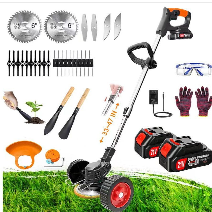 Double Foldableing Handheld Electric Foldableing Lawn Mower Length Adjustable for Home Gardening Lawn Mower for 21V Electric