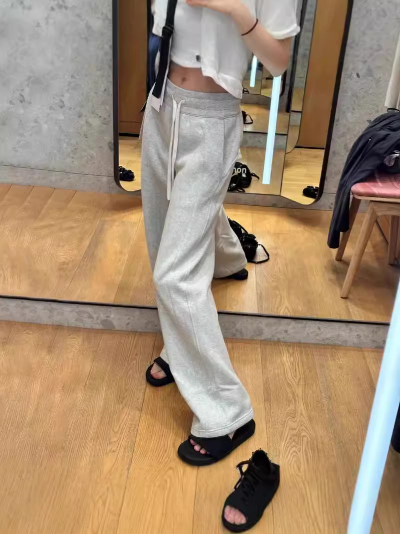 Picture of Autumn and Winter New Lu Brand Women's Sweatshirt Pants Souba Wide-Leg Pants Loose Waistband Fleece-Lined Sports Straight Pants Warm