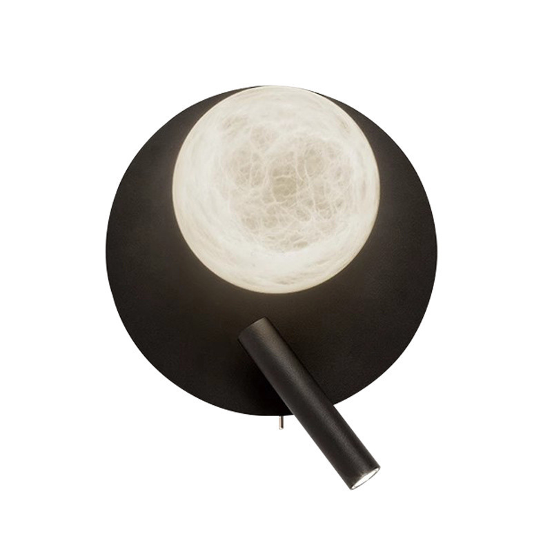 Picture of Cross-border Nordic simple round marble living room wall lamp high-level feeling model room hotel atmosphere bedroom bedside lamp