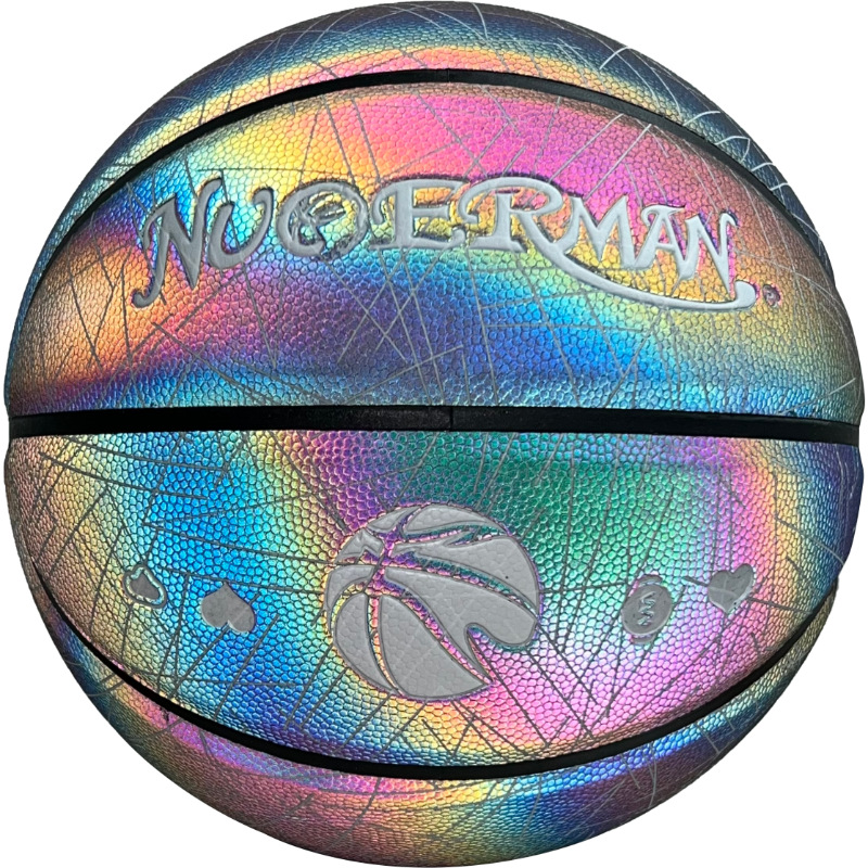 Customized No.7 White Strip Color Reflective Basketball Cowhide Blue Ball Indoor Student Competition Sports Outdoor Adult Supplies