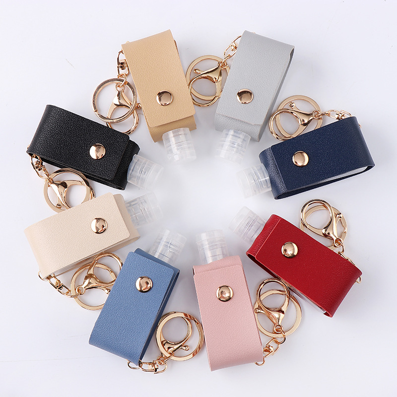 Europe and the United States new PU leather case 30 ml hand sanitizer bottle keychain portable hand sanitizer bottle holster