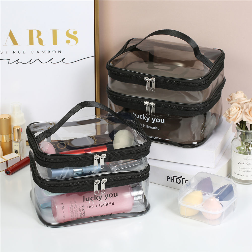 Picture of Cosmetic Bag for Women, Large Capacity, Portable Toiletry Bag, Waterproof Cosmetic Travel Storage Bag, Wholesale, Transparent, Simple Style
