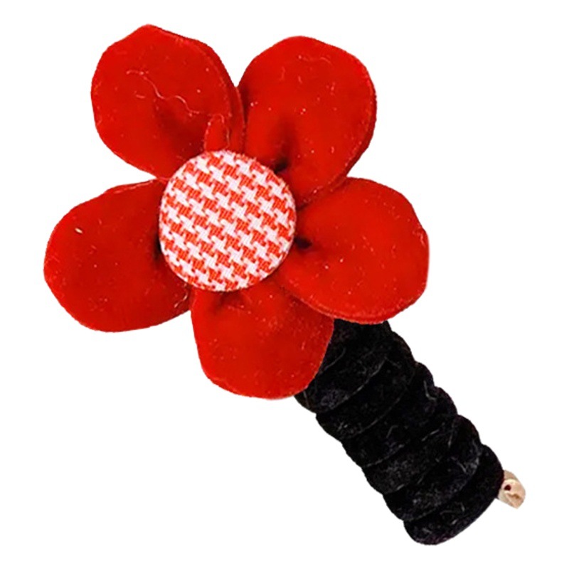 Girl's 2024 New Year creative red flocking telephone line hair band hair rope cartoon ponytail bubble braid hair braiding artifact