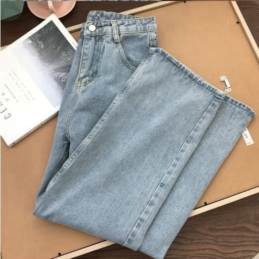 Picture of Spring and Autumn High Waist Jeans 2021 New Slim Look High Fashion Brand Straight Loose Dipped Vibe Style Pants