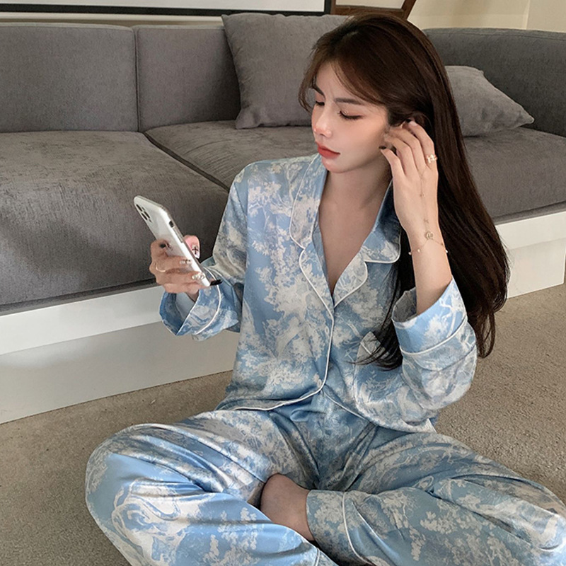Pajamas Women's Spring Summer Autumn High-end Sense New Ins High-value Long-sleeved Cardigan Home Clothes suit Outwear Wholesale