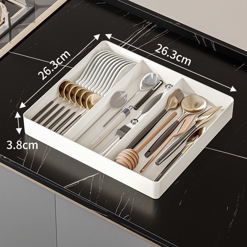 Picture of Kitchen Drawer Retractable Storage Box Kitchen Storage Tray Detachable Tray Household Partition Organize