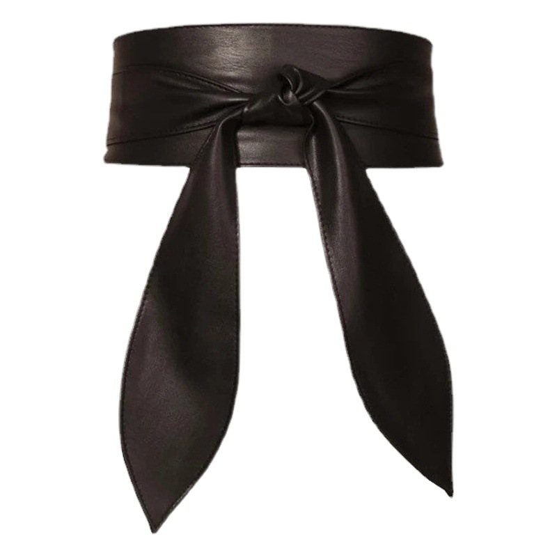 New women's wide waist seal soft all-match elegant cross-border bow ribbon extra long in stock belt