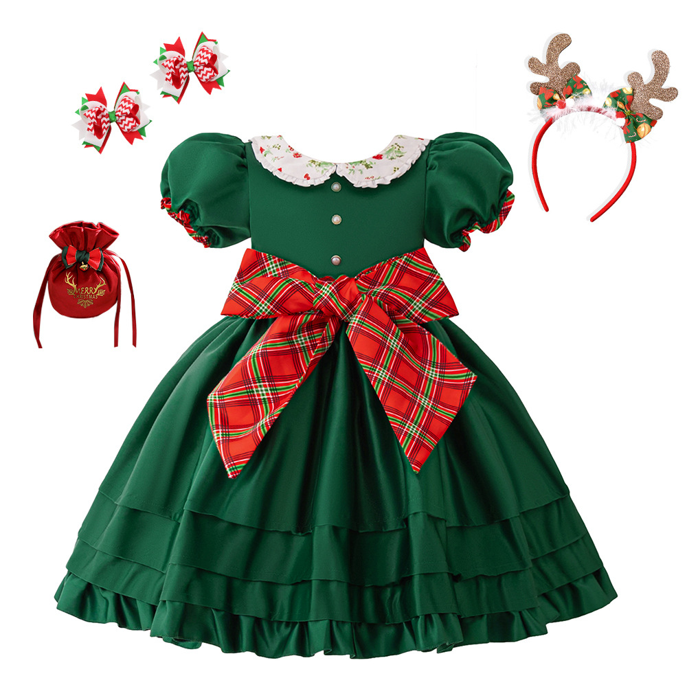Picture of Christmas New Children's Dress European and American Holiday Dress Girls Princess Dress Satin Dress Christmas Dress