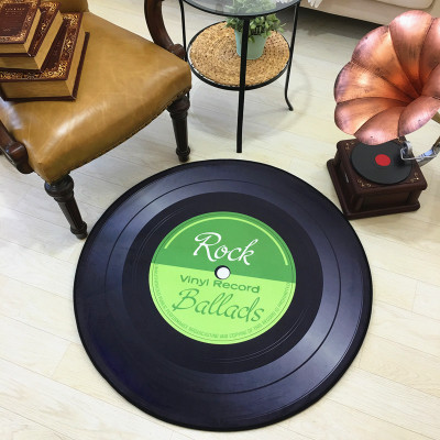 Picture of Cross-border Retro Fashion Personalized Music Vinyl Records Round Non-slip Living Room Bedroom Stool Floor Mat Carpet