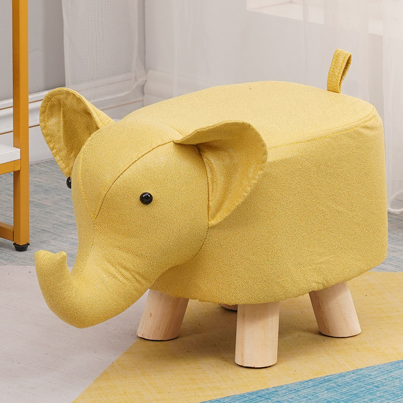 Picture of Elephant Stool children's animal stool solid wood shoe changing stool creative small stool home living room cartoon cute low stool