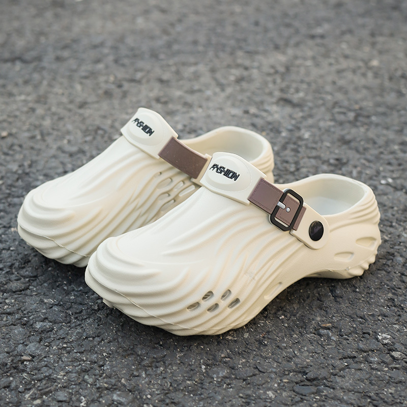 Sandals and slippers men's summer outdoor wear non-slip waterproof soft bottom poop feeling sports hole shoes men's dual-use beach sandals