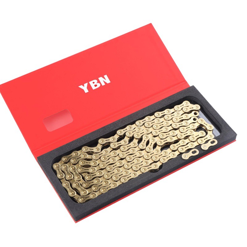 Taiwan YBN Yabang Mountain Road Bicycle Chain 11 Speed Bicycle Chain Semi-hollow Lightweight Gold Boxed