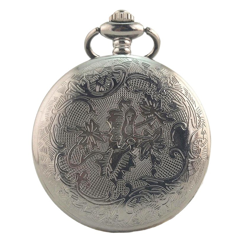 Vintage Charm Black Fashion Roman Digit Quartz Steampunk Pocket Watch Woman Man Necklace Necklace