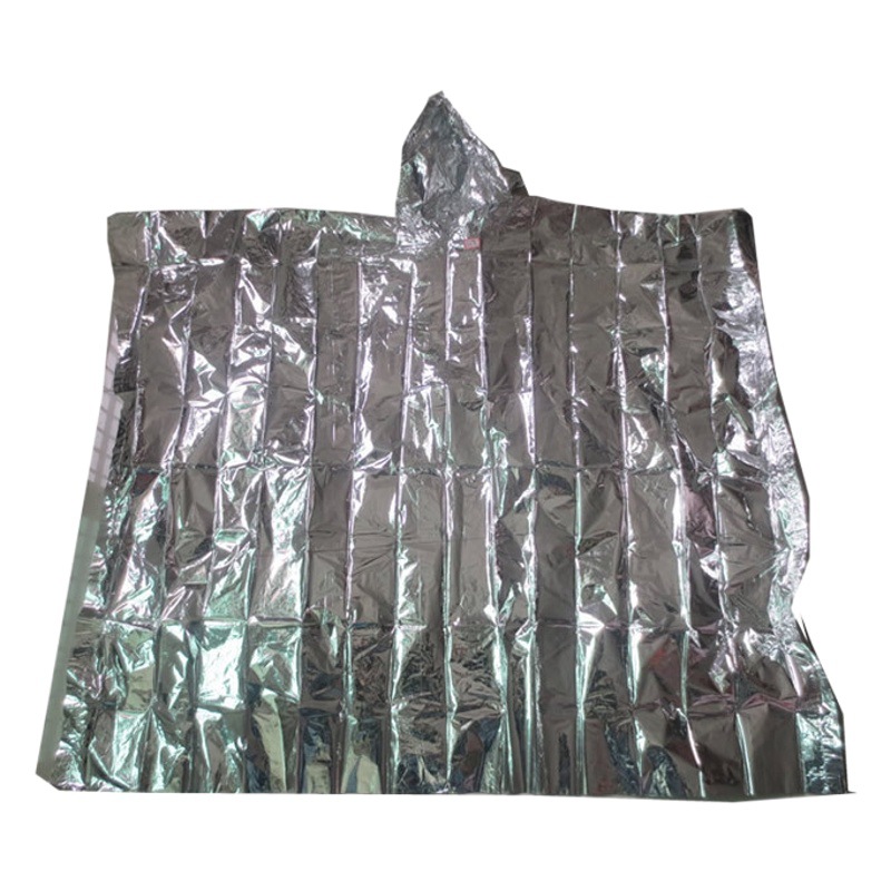 Cold-Proof and Insulated Pe Aluminum Film First Aid Insulated Raincoat Disposable Poncho Emergency Foil Poncho