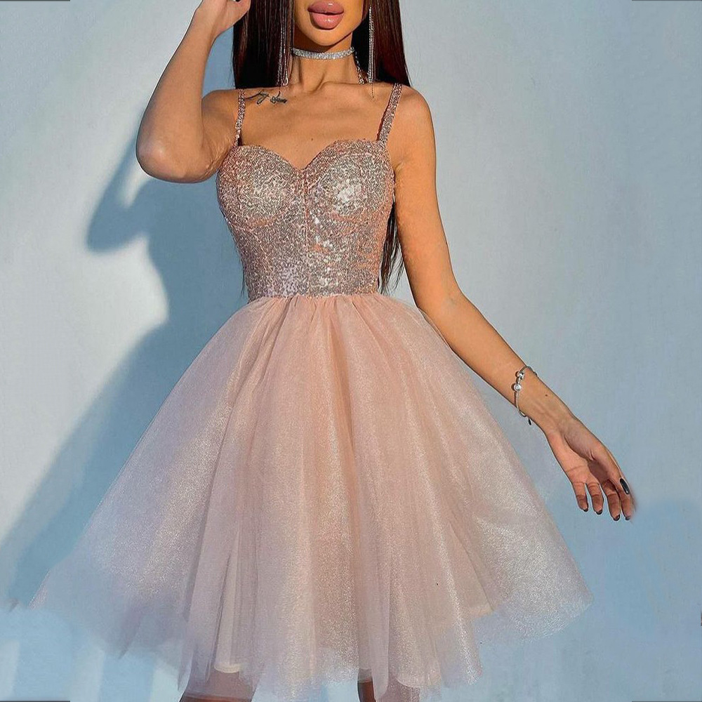 Picture of Fairy Evening Dress 2025 Winter New Heavy Industry Sequin Pink Banquet Host Fashion Toast Dress