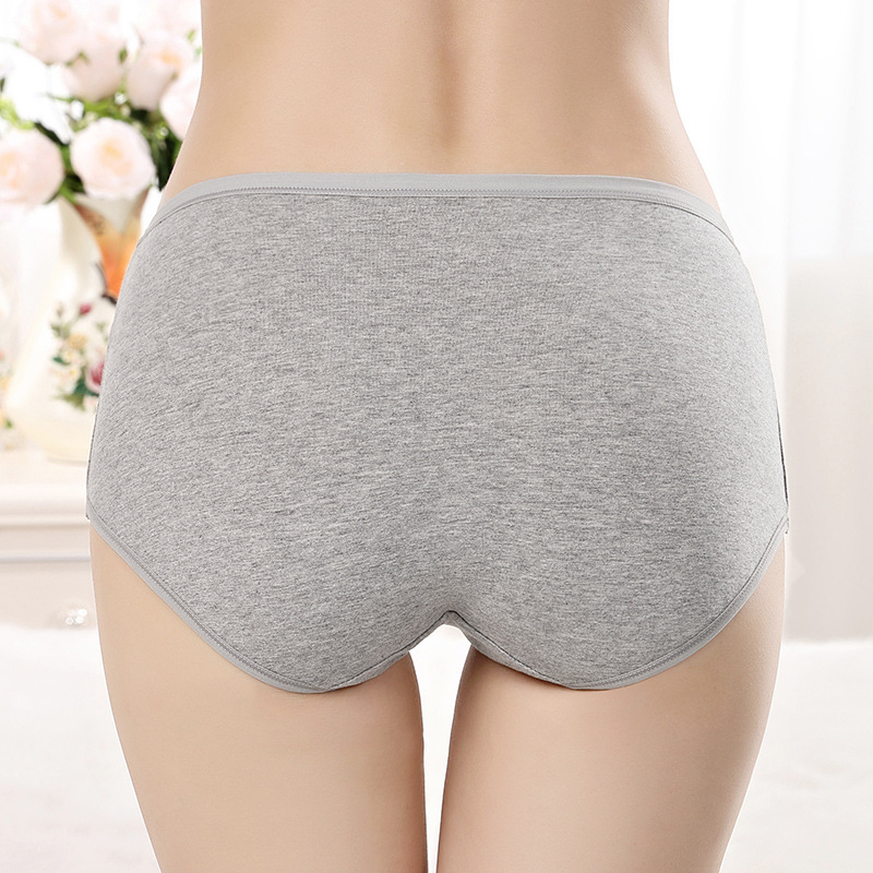 Picture of Mid-waist ladies cotton underwear Mid-waist pure cotton solid color briefs Large size pure cotton ladies underwear manufacturers