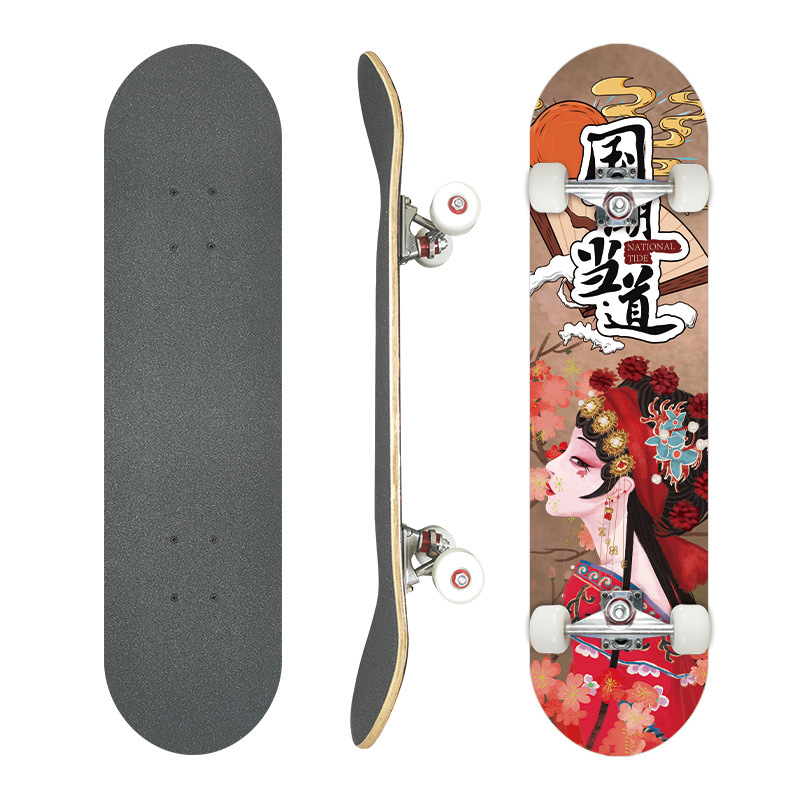 Picture of 31 inch skateboard professional adult street maple four-wheel beginner children double rocker concave skateboard