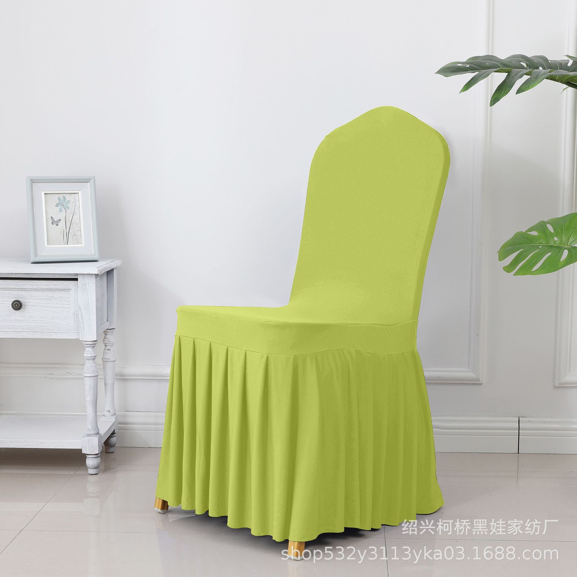 Picture of Chair Cover Thickened Stretch Pleated Skirt Dining Chair Cover Hotel Wedding Banquet Event Stool Cover Hotel Cloth