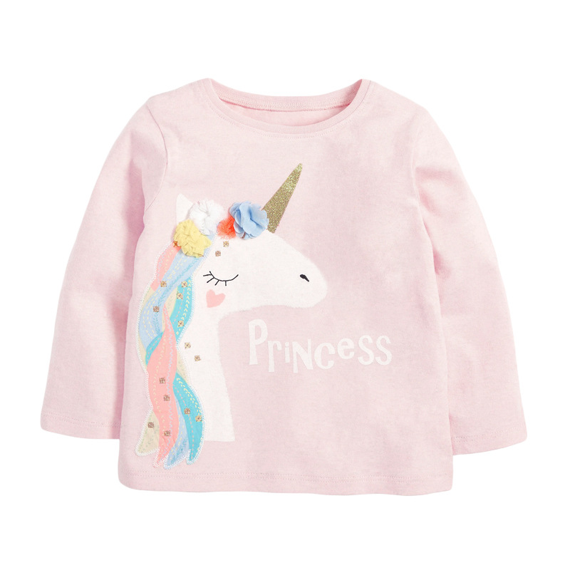 Picture of Factory wholesale children's T-shirt Autumn New European and American children's clothing children's T-shirt unicorn girls long sleeve T-shirt