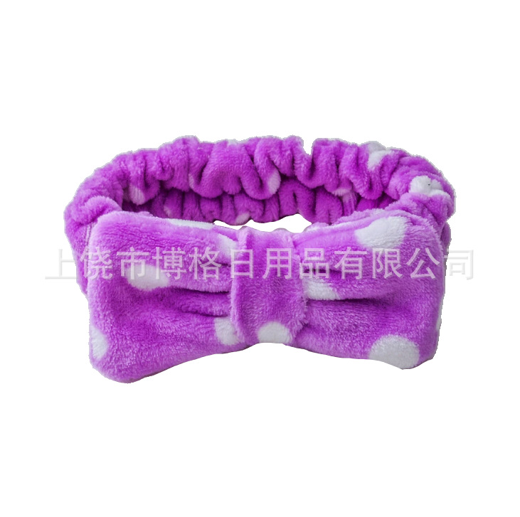 Picture of Korean Style Cute Dot Striped Headband Bow Hair Band Plush Hair Accessories Face Wash Hair Band Makeup Mask
