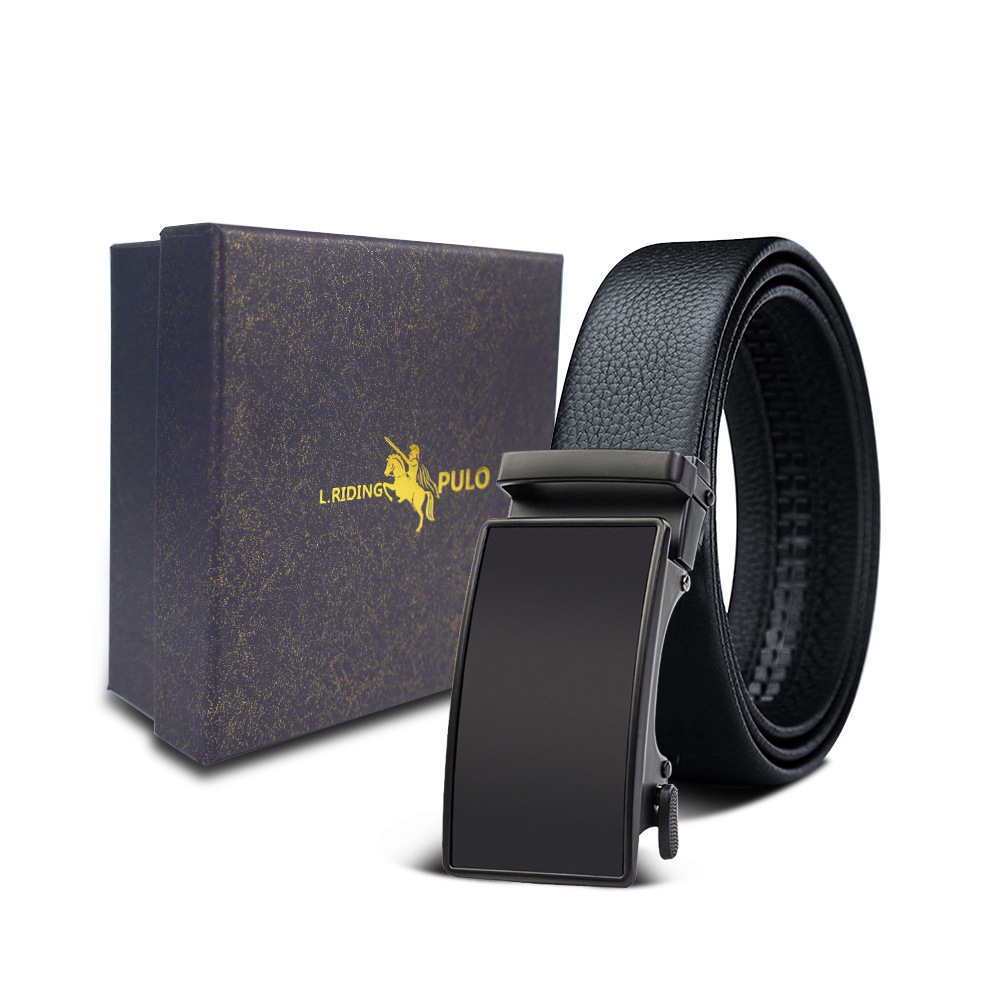 Belt Men's Automatic Buckle Belt Outer Wear Young and Middle-Aged Belt Business Casual Pants Genuine Leather Belt Gift Box Belt