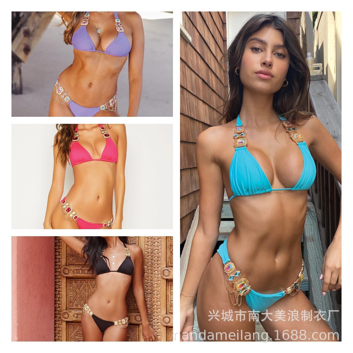 2023 Crystal Multicolor Gemstone Diamond Decoration Bikini Strap Swimsuit Swimsuit Suit Piece Source Manufacturer