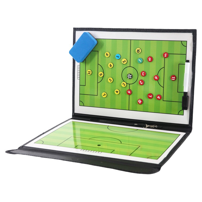 Picture of Three-fold football tactical board color folding coach Board leather teaching board magnetic teaching board with pen long-term supply