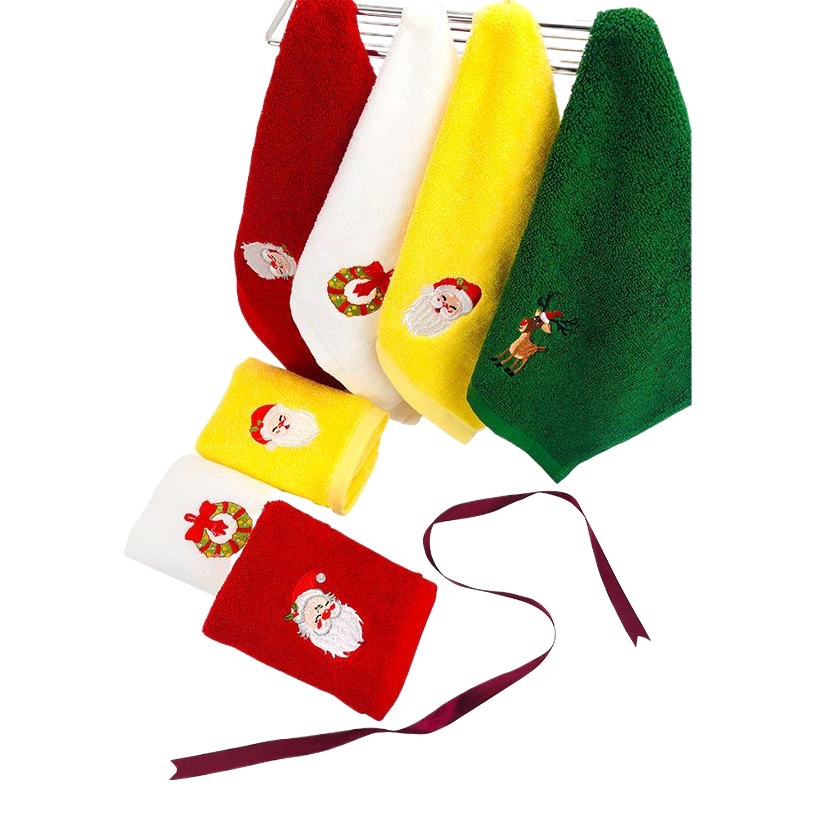 Christmas towel set wholesale cotton Christmas kitchen towel gift foreign trade Christmas towel embroidery logo