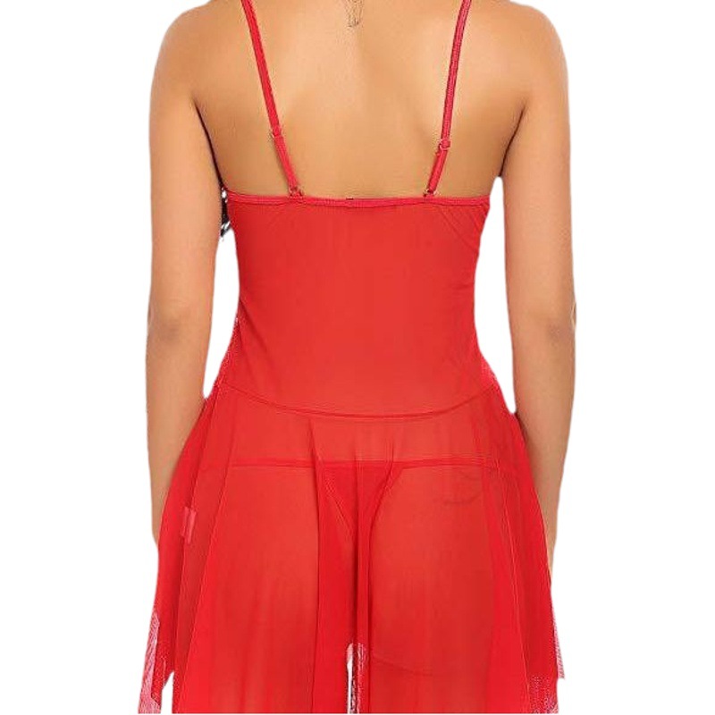 New European and American large size sexy sling nightgown lace perspective pajamas foreign trade sexy underwear free foreign trade Wholesale