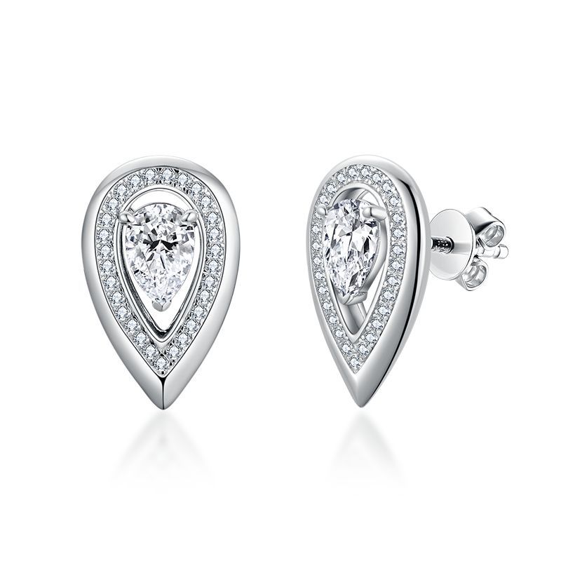 Independent station with mesica drop-shaped 4*6mm full Mosan drill earrings S925 silver plated 18k gold earrings