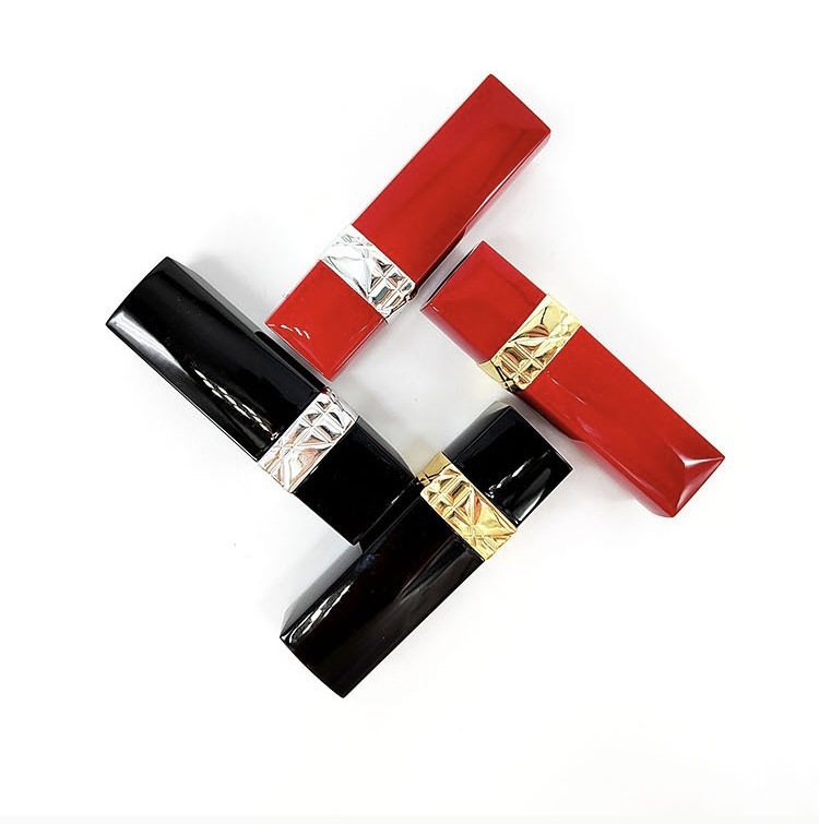 Picture of in stock manufacturers lipstick tube empty tube small di black red gold and silver ring diy lipstick empty tube packing material