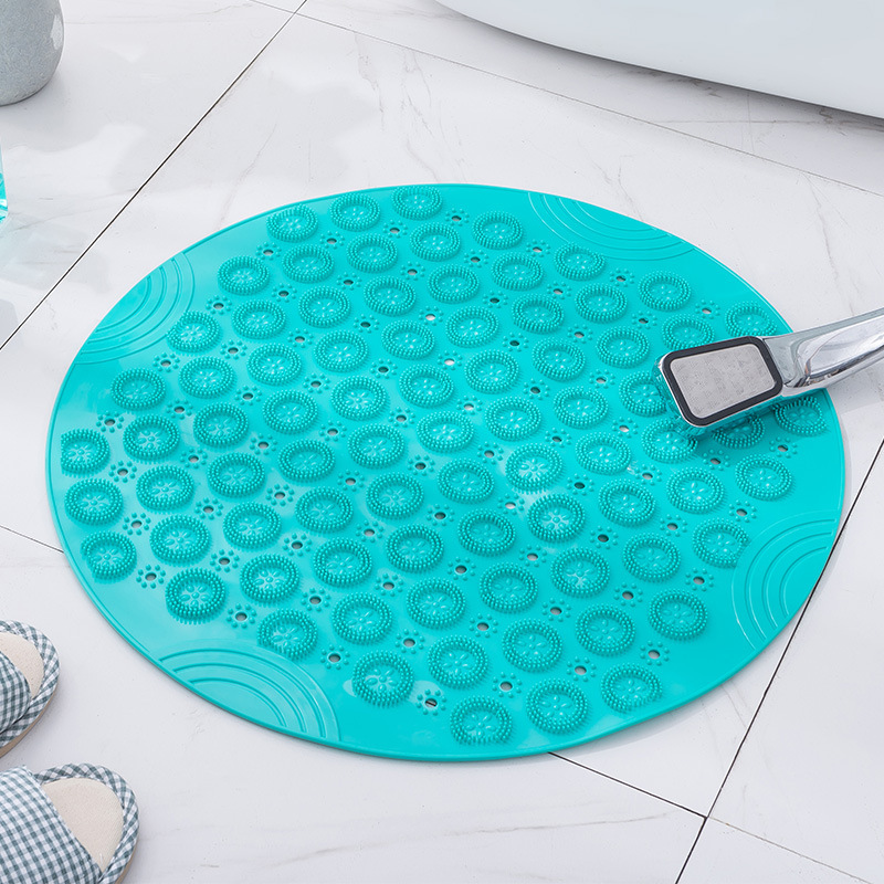 Picture of Combination of New Round Bathroom Tpr Anti-Slip Mat Series Household Shower Room Hydrophobic Quick-Drying Suction Cup Floor Mat Bathroom