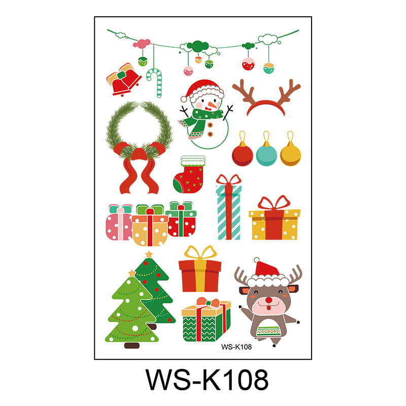 Picture of New Christmas Tattoo Sticker Children Cartoon Holiday Party Atmosphere Eco-friendly Waterproof Face Sticker Elk Tattoo Sticker