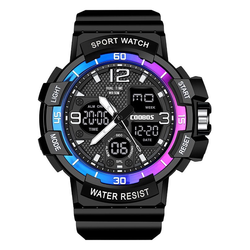 Cool Po Shi watch double male student sports waterproof electronic watch luminous men's watch 1026