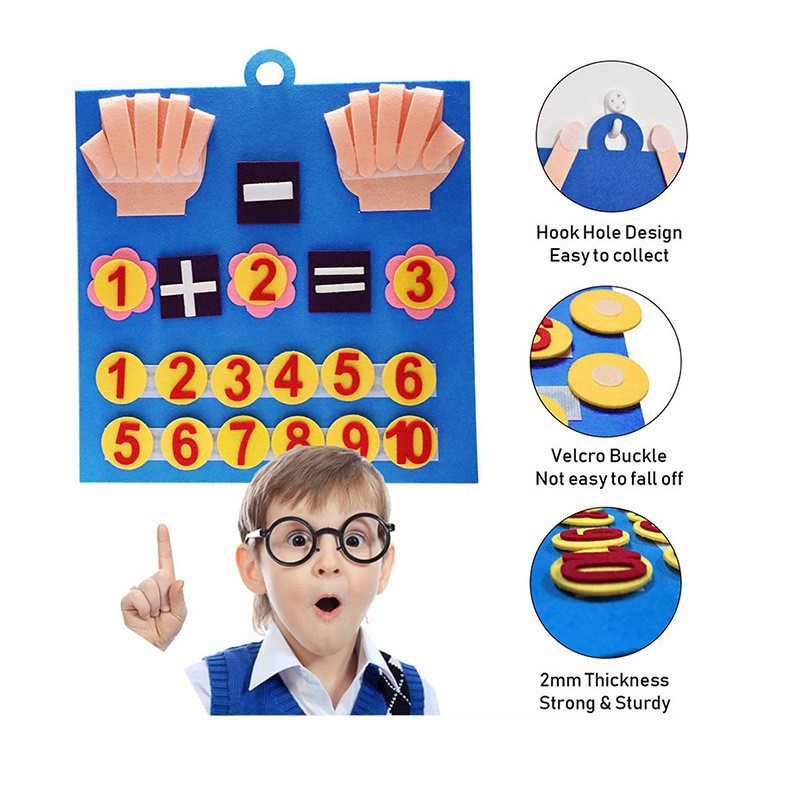Customized Felt Digital Educational Learning Board Arithmetic Early Education Teaching Aids Kidsren's Colorfulful Montessori Educational Learning Felt Board