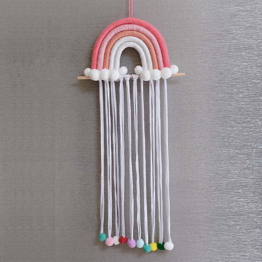 Picture of ins Nordic Rainbow Tassel Hair Accessories Hairpin Finishing Storage Woven Children's Room Decoration Wall Decoration