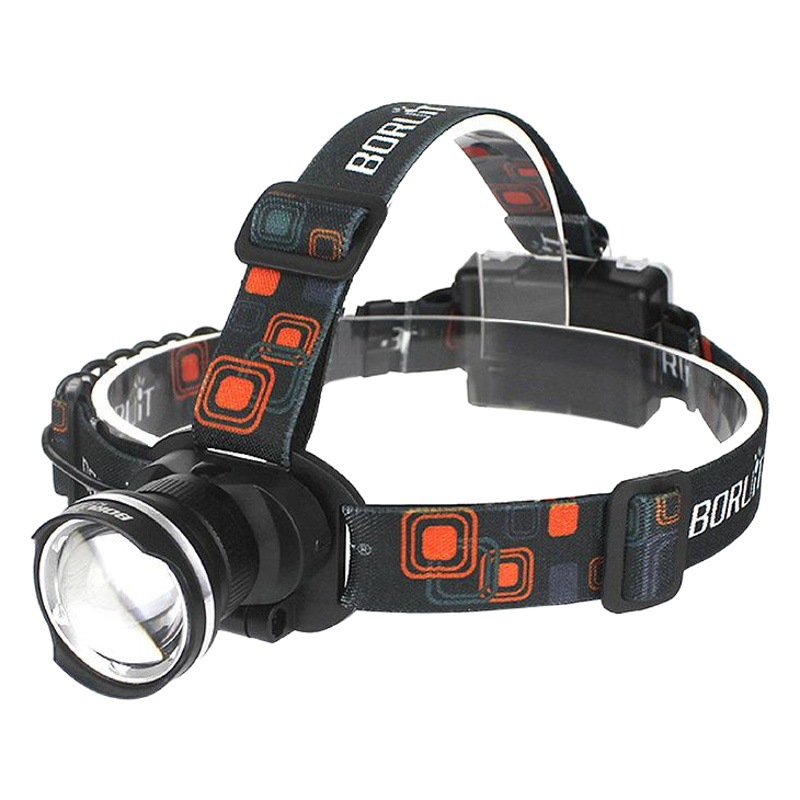 BORUiT LED headlamp head-mounted flashlight fisheye strong light telescopic zoom outdoor fishing headlamp wholesale