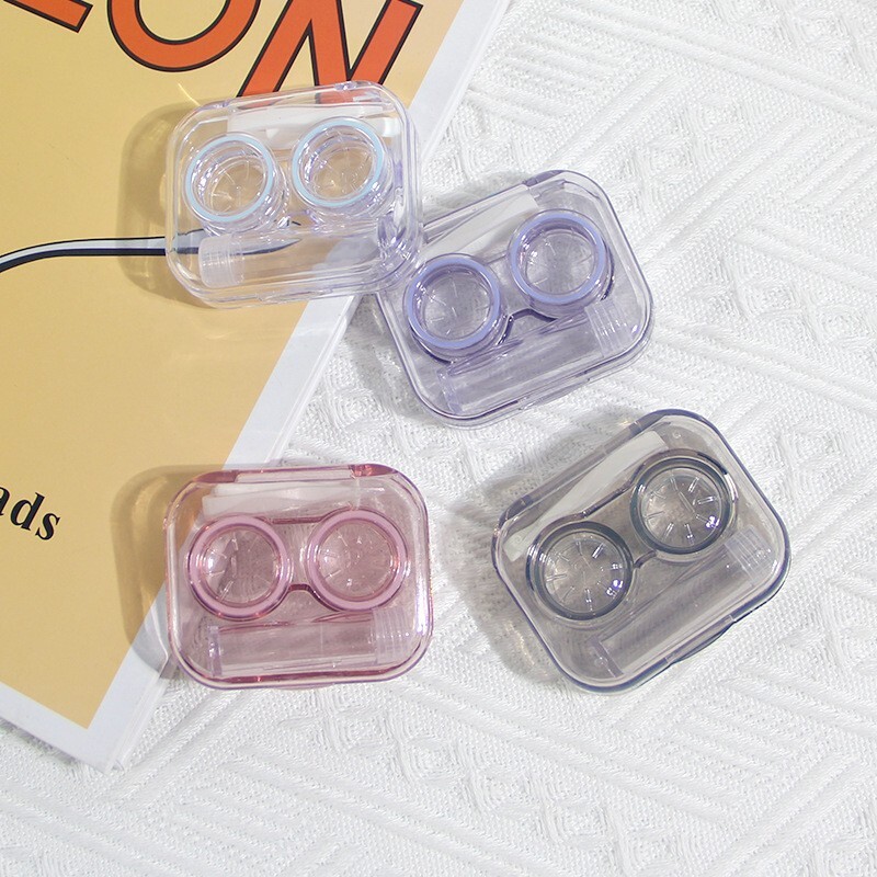 Contact Lens Box Visible Transparent Cartoon Cute Beauty Pupil Box Girls Heart Ins Portable Companion Box Plastic Storage